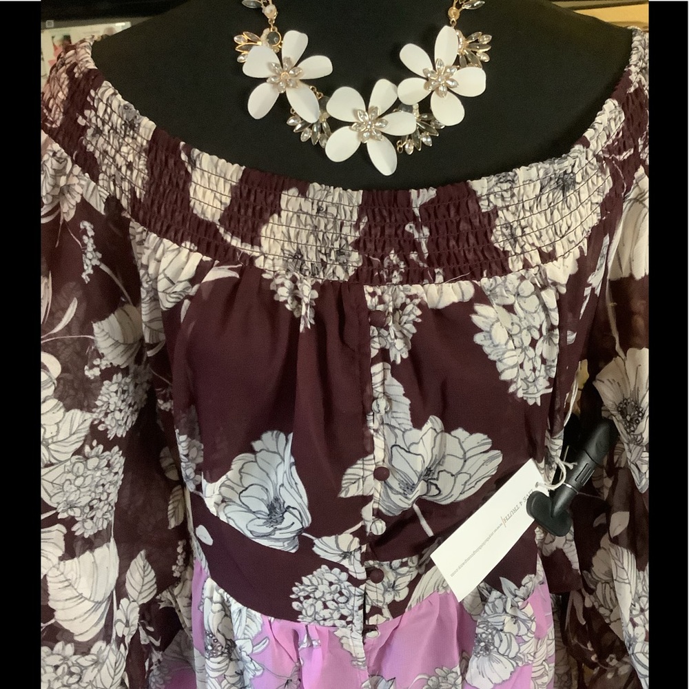 LOWEST🌺 NWT live for truth 1X BOHO FLORAL HIGH LOW TUNIC TOP - Picture 7 of 11